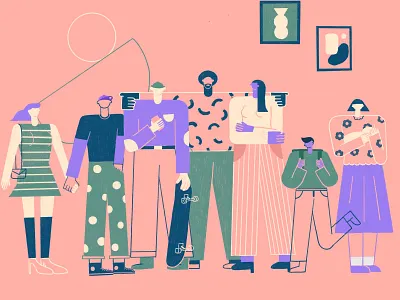 Folks art character design design drawing illustration ipad people procreate vector