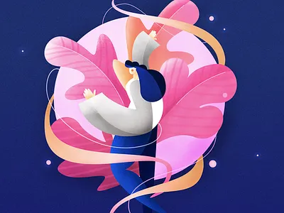 dreaming of the queen blue character colors concept flat illustration pink texture vector