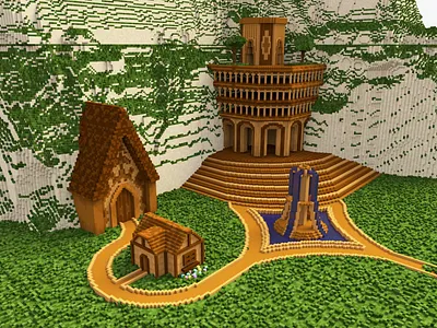 Mountain town WIP 3d 3d art 3d model 3d render design isometric isometric design lighting magica voxel magicavoxel render voxel work in progress