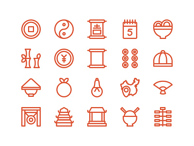 Chinese New Year chinese icon new year outline