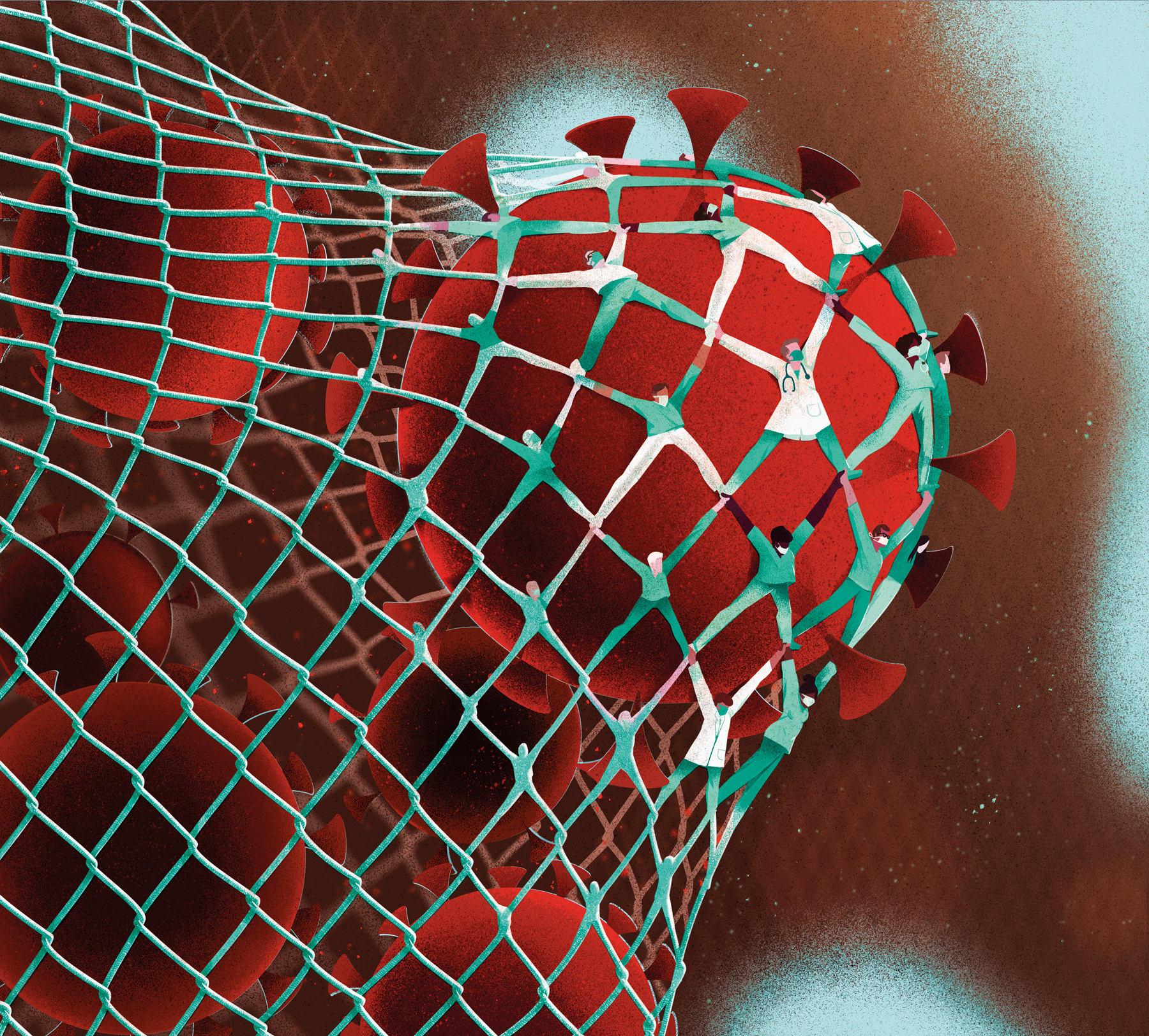 Healthcare Workers conceptual covid 19 digital editorial eleni debo folioart healthcare illustration science texture