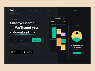 Web UI apointment calendar design clean dark theme header hero landing page meeting mobile app product design responsive schedule stats typography ui ui ux user experience ux web app website