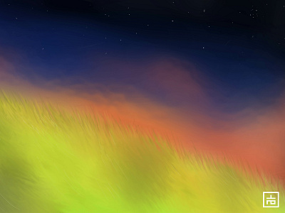 Runaway Feel 2d animated animetheme clouds creative dream grass illustration landscape landscape illustration night runaway stars wind