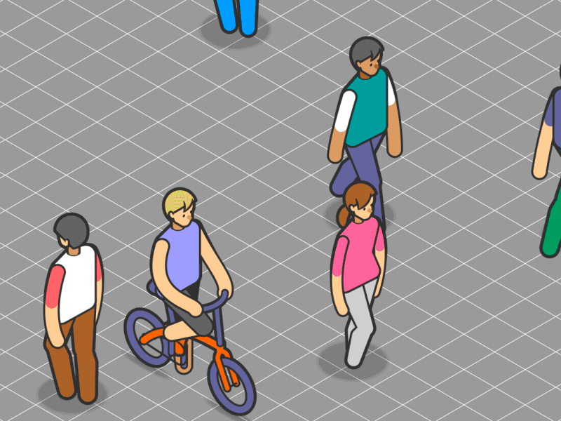 Isometric World adobe aftereffects adobe illustrator bicycle character character animation grid isometric motiongraphics truck vector graphics vespa