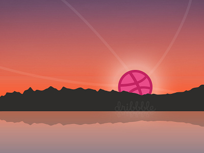 Hello Dribbble! debut design dribbble hello illustration invitation invite julien tm photoshop player sunset