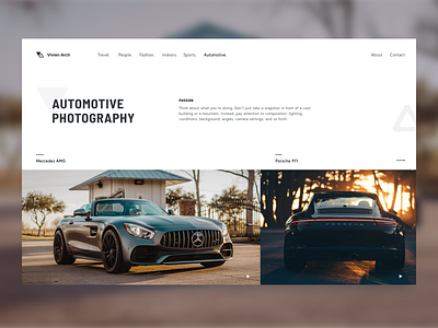 Vivien Arch Photography Web automotive car design landing mercedes photographer photography porsche site ui web webdesign website
