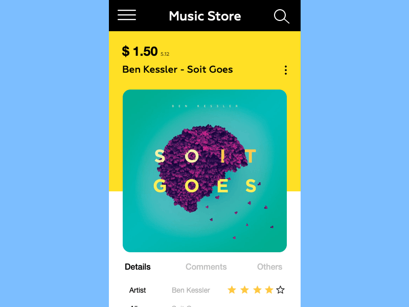 MusicStore App interaction design ui design ux design