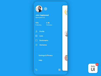 088 Avatar avatar daily challenge dailyui dailyuichallenge day88 menu socialmedia