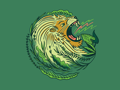 RAWR! elephant ears illustration jungle lion lion head roar