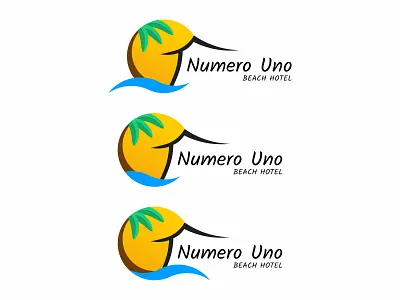 Numero Uno Beach Hotel — Version 3 beach beach hotel boutique hotel circle geometric geometric illustration hotel logo numero uno palm tree puertorico sun