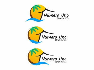 Numero Uno Beach Hotel — Version 3 beach beach hotel boutique hotel circle geometric geometric illustration hotel logo numero uno palm tree puertorico sun