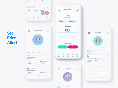 Trade Stock app design app finance interface investing iphone profile card slider stock trade ui art user flow ux