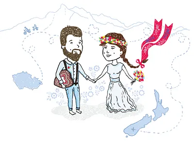 Illustrated wedding announcement announcement design digital draw digital drawing drawing illustrated illustration ilustrace logo photoshop art vector wedding