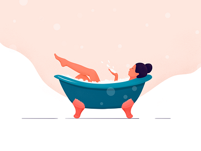 Bath time bath bathing blue body body art body care design girl illustration mood pink relax relaxation relaxed relaxing skin skin care skincare soap vector