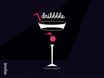 One Dribbble invite cherry clean dribbble dribbble invite illustration invite invite1 negative space one