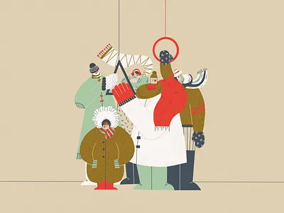 Polar Vortex brown character chicago coats cold design gloves hat illustration illustrator jacket midwest photoshop red red and blue scarf texture travel winter working