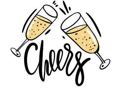 Cheers champagne illustration champagne cheers design icon illustration lettering logo sketch type vector wine