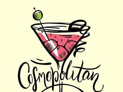 Cosmopolitan cocktail cocktail design glass ice icon illustration lettering logo sketch type typography vector