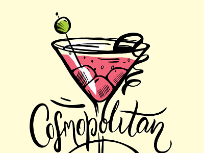 Cosmopolitan cocktail cocktail design glass ice icon illustration lettering logo sketch type typography vector