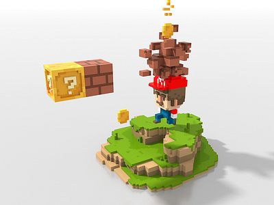 Mario cartoon cute game art kawaii little magicavoxel mariobros nintendo nintendo switch snes voxel art