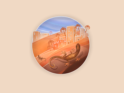 The Golden Lizard - Fragment art desert digital painting flat hand drawn illustration lizard orange painting photoshop yellow