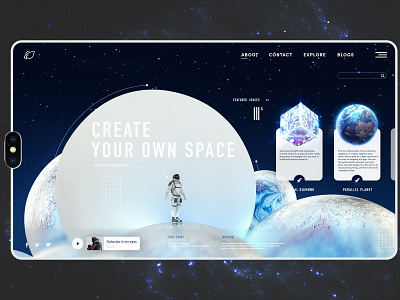 7. Space astronaut design galaxy illustration space space art traveller ui universe ux web wed design