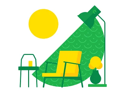 Room chair clock flower green illustration light plant plant pot room table vector wall paper yellow