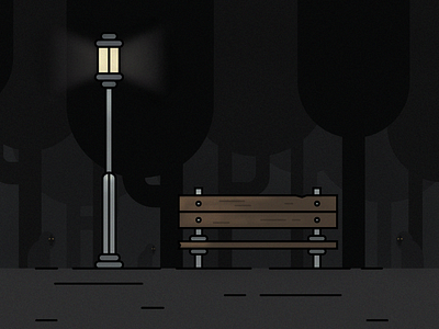 Who's There? bench design illustration mystery park scary streetlight vector