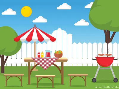 Clean & Green Environment illustration bbq garden grassland greenery illustration