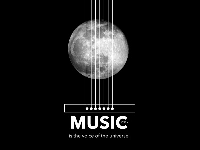 Music Day black guitar line month moon music photoshop photoshop art sky univers universe