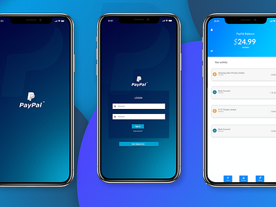 Paypal app color design minimal app ui ux