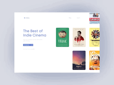 Artistry Indie Streaming landing page minimal ui uidesign uiux ux uxdesign