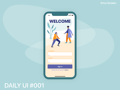 DAILY UI - #001 Sign Up 001 app app tour blue branding challenge daily ui design flat humaaans illustration ios login minimal phone sign up sketch ui ux vector