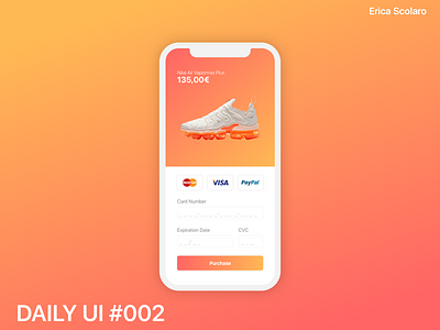 DAILY UI - #002 Credit Card Checkout 002 app branding card checkout challenge credit card credit cards daily ui daily ui 002 design flat gradient ios iphone minimal nike paiement payement sketch ui