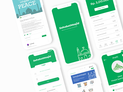 SahabatMasjid branding iphone mobile app mockup ui ux