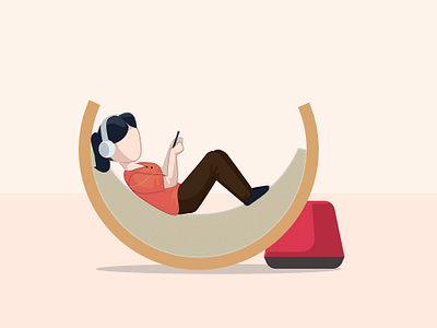 Bureaux Du Futur - listen break character art character design illustration illustrator listen music nap rest smartphone vector vector artwork