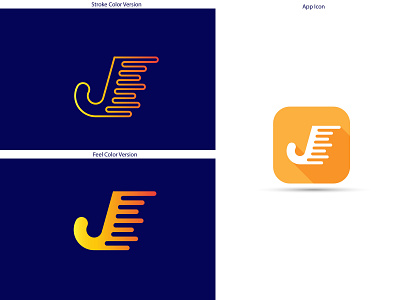 J Logo+App Icon app blue branding design flat grid logo icon illustration j logo logo logo design professional logo vector web yellow