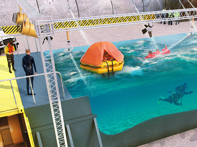 Training Pool 3d 3d illustration 3d visual agency kilo cgi design diving illustration impression marketing visual visualisation visualization water