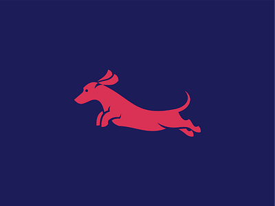 Pink Dachshund dachshund dog jumping logo teckel