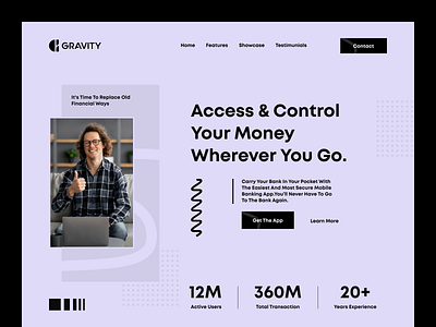 Gravity Financial Website. app design banking finance financial website fintech homepage interface investment minimal modern onepage orix payment sajo sajon ui ux web web design website