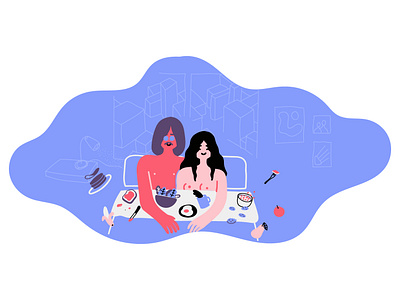 Break in Bed - Call for UI Designers Illo art direction charachters flat design illo illustration interaction johnyoko ui ux webcontent