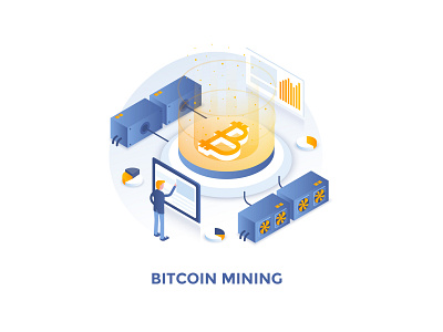 Modern Isometric Concepts Illustration 3d bitcoin block chain business creative data illustration isometric man mining