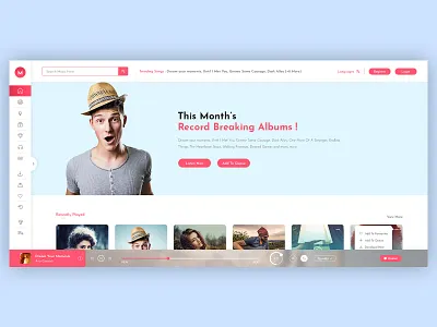 Miraculous - Music web app (Light Version) audio entertainment mp3 music music listing music station music store music streaming online psd psd template songs store