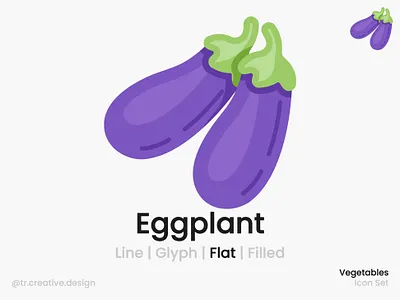 Eggplant Icon Flat Style diet flatcolor icon icon design illustration