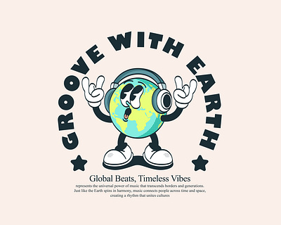 Groove With EARTH 2d character apparel design cartoon cartoon earth character design characterdesign characters cute art cute earth cute illustration design earth earth art earth character earth illustration illustration music retro retro earth retro mascot