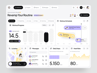 Workout Tracker Dashboard 🏋🏻 activity activity dashboard activity tracker app daily task app dashboard fitness app gym health dashboard jogging management app personal trainer running app sport task task management app tracking dashboard trainer app uiux website workout app