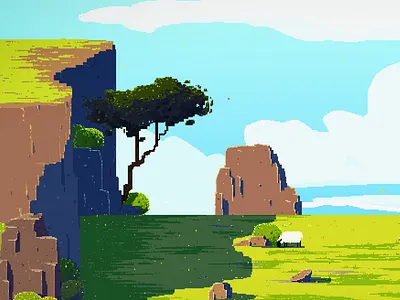 Through Unknown Paths 2d adventure animation 2d art boy digital game nature pixel pixel art pixelanimation pixelart sheeps short film