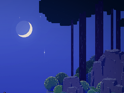 Through Unknown Paths adventure animation animation 2d animation art boy moon nature night pixel art sheep shepherd short film videogame woods