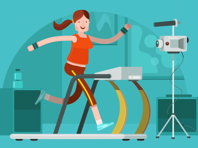 Walking Cycle in a Running Machine animation animation 2d animation after effects character animation character design design gym illustration running machine walking cycle