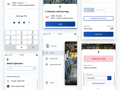 Train ticket inspector app app clean design ios iphone light mobile side menu sketch transport ui ui ux ux